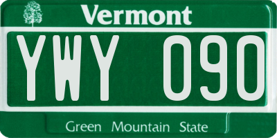 VT license plate YWY090
