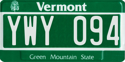 VT license plate YWY094