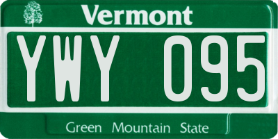 VT license plate YWY095