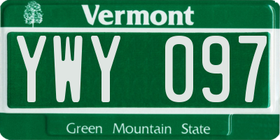 VT license plate YWY097