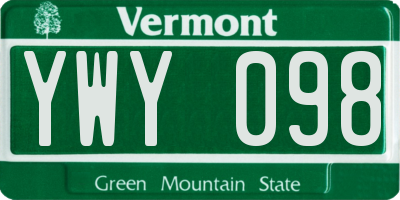 VT license plate YWY098