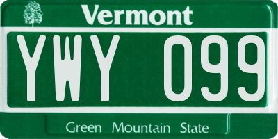VT license plate YWY099