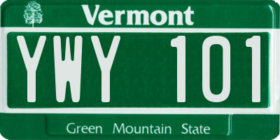 VT license plate YWY101