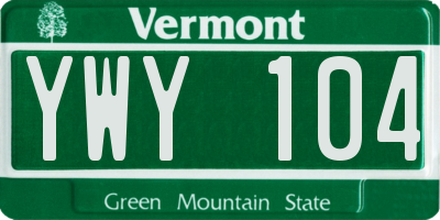 VT license plate YWY104