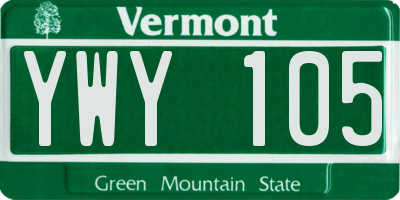 VT license plate YWY105