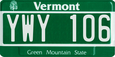 VT license plate YWY106