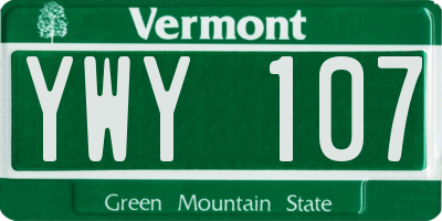 VT license plate YWY107