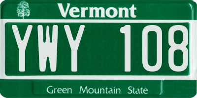 VT license plate YWY108