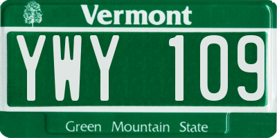 VT license plate YWY109