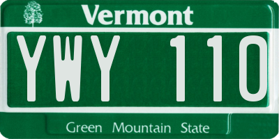 VT license plate YWY110