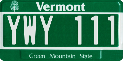 VT license plate YWY111