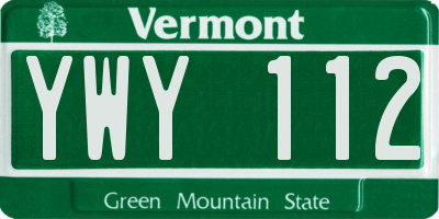 VT license plate YWY112