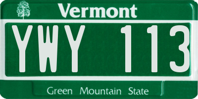 VT license plate YWY113