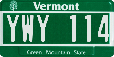 VT license plate YWY114