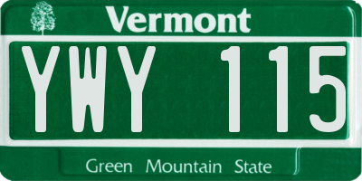 VT license plate YWY115