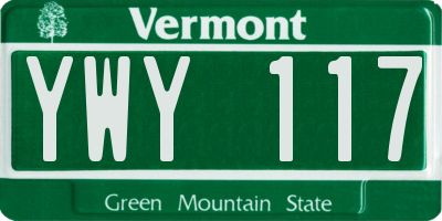 VT license plate YWY117