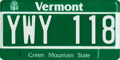 VT license plate YWY118