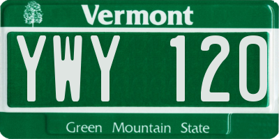 VT license plate YWY120