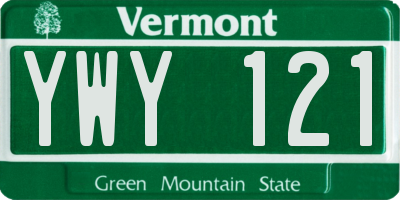 VT license plate YWY121