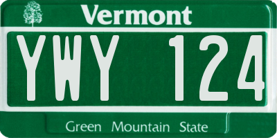 VT license plate YWY124