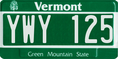 VT license plate YWY125