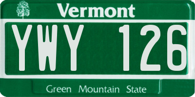 VT license plate YWY126