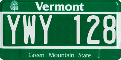 VT license plate YWY128