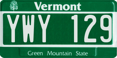 VT license plate YWY129