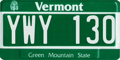 VT license plate YWY130