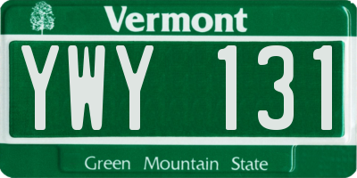 VT license plate YWY131