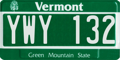 VT license plate YWY132