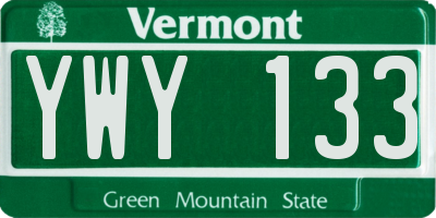 VT license plate YWY133