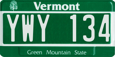 VT license plate YWY134