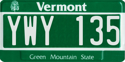 VT license plate YWY135