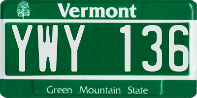 VT license plate YWY136