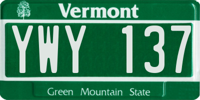 VT license plate YWY137