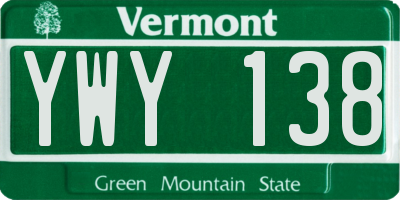 VT license plate YWY138