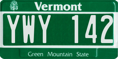 VT license plate YWY142