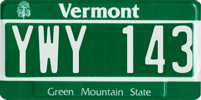 VT license plate YWY143