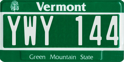 VT license plate YWY144