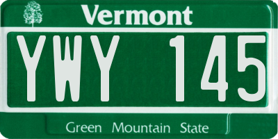 VT license plate YWY145