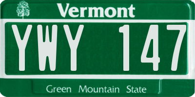VT license plate YWY147
