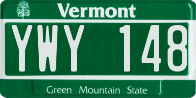 VT license plate YWY148
