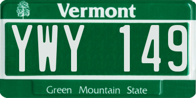 VT license plate YWY149