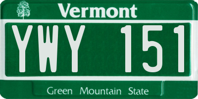 VT license plate YWY151