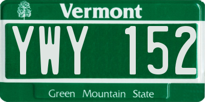 VT license plate YWY152