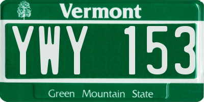 VT license plate YWY153