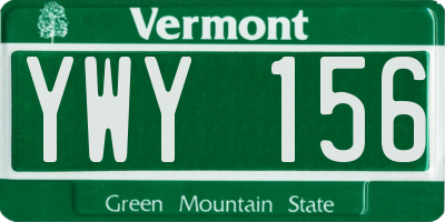 VT license plate YWY156