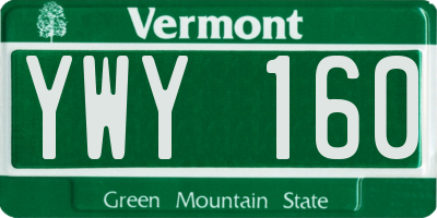 VT license plate YWY160
