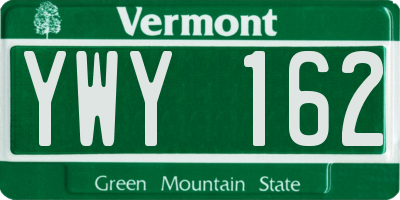 VT license plate YWY162